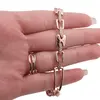 Bratara din cupru placat cu aur roz 18k, model cuban si zale box, imagine 3