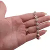Bratara din cupru placat cu aur roz 18k, model flori cu zirconii, imagine 3