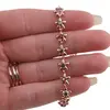 Bratara din cupru placat cu aur roz 18k, model flori cu zirconii multicolore, imagine 3