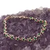 Bratara din cupru placat cu aur roz 18k, model flori cu zirconii verzi, imagine 2