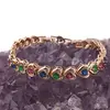 Bratara din cupru placat cu aur roz 18k, model inimi cu zirconii multicolore, imagine 2
