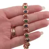 Bratara din cupru placat cu aur roz 18k, model inimi cu zirconii multicolore, imagine 3