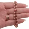 Bratara din cupru placat cu aur roz 18k, model inimi cu zirconiu roz, imagine 3