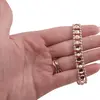 Bratara din cupru placat cu aur roz 18k, model mesh cu banuti, imagine 3
