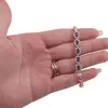 Bratara din cupru placat cu aur roz 18k, model picatura cu zirconii albastre, imagine 3