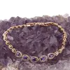 Bratara din cupru placat cu aur roz 18k, model picatura cu zirconii violet, imagine 2