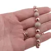 Bratara din cupru placat cu aur roz 18k, model semisfere si zirconii, imagine 3