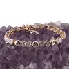 Bratara din cupru placat cu aur roz 18k, model stelute decupate si zirconii hexagonale, imagine 2