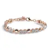 Bratara din cupru placat cu aur roz 18k, model stelute decupate si zirconii hexagonale