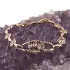 Bratara din cupru placat cu aur roz 18k, model trandafiri si zirconiu multicolor, imagine 2