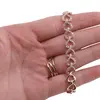 Bratara din cupru placat cu aur roz 18k, model zale inima cu zirconii, imagine 3