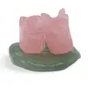Pereche Rate Mandarin din Cuart Roz pe baza din Aventurin, 3,5cm x 2,3cm, imagine 2