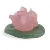 Pereche Rate Mandarin din Cuart Roz pe baza din Aventurin, 3,5cm x 2,3cm, imagine 3