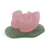Pereche Rate Mandarin din Cuart Roz pe baza din Aventurin, 3,5cm x 2,3cm, imagine 4
