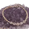 Bratara din cupru placat cu aur roz 18k, model picatura cu zirconii multicolore, imagine 2