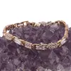 Bratara din cupru placat cu aur roz 18k, model tablite cu zirconii dreptunghiulare, imagine 2