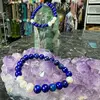Bratara Lapis Lazuli si Perle de cultura sfere cu elemente aurii pe elastic, 8mm, imagine 5