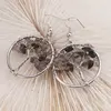 Cercei cu agatatoare Cuart fumuriu chips pomul vietii, 30mm, imagine 2