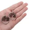 Cercei cu agatatoare Cuart fumuriu chips pomul vietii, 30mm, imagine 4