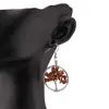 Cercei cu agatatoare Goldstone maro chips pomul vietii, 30mm, imagine 3