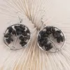 Cercei cu agatatoare Obsidian chips pomul vietii, 30mm, imagine 2