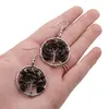 Cercei cu agatatoare Obsidian chips pomul vietii, 30mm, imagine 4