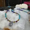 Colier Lapis Lazuli, Apatit, Rubin, Iolith si Hematit auriu, 2-15mm, imagine 7