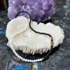 Colier Onix negru mat, Coral alb si elemente din Hematit auriu, 4-8mm, imagine 7