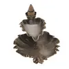 Suport ardere conuri parfumate cascada frunze si broasca - backflow, 13cm x 8,5cm, imagine 4