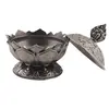 Vas pentru ardere tamaie si ierburi parfumate Lotus cu model feng-shui, alama - 7cm, imagine 3