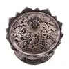 Vas pentru ardere tamaie si ierburi parfumate Lotus cu model feng-shui, cupru - 7cm, imagine 2