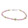 Bratara Peridot neuniform si Turmalina roz sfere cu Argint 925, 3-6mm, imagine 2