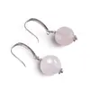 Cercei cu agatatoare Cuart roz si baza de Argint 925 cu zirconii, 11mm