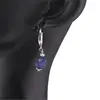 Cercei cu agatatoare Lapis Lazuli si baza lata de Argint 925, 7mm, imagine 2