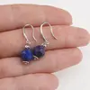 Cercei cu agatatoare Lapis Lazuli si baza lata de Argint 925, 7mm, imagine 3