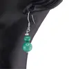 Cercei cu agatatoare Malachit sfere cu bumb gravat si Argint 925, 5-8mm, imagine 2