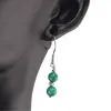 Cercei cu agatatoare Malachit sfere cu bumb gravat si Argint 925, 5mm, imagine 2