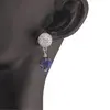 Cercei cu surub Lapis Lazuli cu baza din Argint 925 semisfera cu zirconii, 7mm, imagine 2