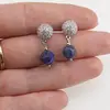 Cercei cu surub Lapis Lazuli cu baza din Argint 925 semisfera cu zirconii, 7mm, imagine 3