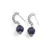 Cercei cu surub Lapis Lazuli si baza de Argint 925 semirotunda cu zirconii, 7mm