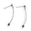 Cercei cu surub Rubin sfere fatetate cu lantisor de Argint 925, 3mm