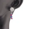 Cercei cu surub Rubin si Kianit cu baza din Argint 925 semisfera cu zirconii, 4mm, imagine 2