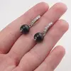 Cercei cu surub Turmalina neagra si baza de Argint 925 semirotunda cu zirconii, 8mm, imagine 3