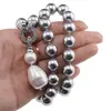 Colier Perle de Mallorca gri cu pandantiv, 12mm, imagine 4