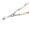Colier Perle de Mallorca roz, galbenele si albe cu pandantiv, 10mm, imagine 3