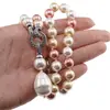 Colier Perle de Mallorca roz, galbenele si albe cu pandantiv, 10mm, imagine 4