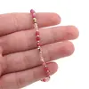 Bratara Sidef si Agat roz sfere fatetate cu elemene aurii, 3mm, imagine 3