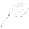 Colier Perle de Mallorca albe si elemente din metal, 14mm x 18mm, imagine 2