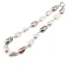 Colier Perle de Mallorca baroque gri, maro si albe, 26mm, imagine 2