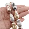 Colier Perle de Mallorca baroque gri, maro si albe, 26mm, imagine 4